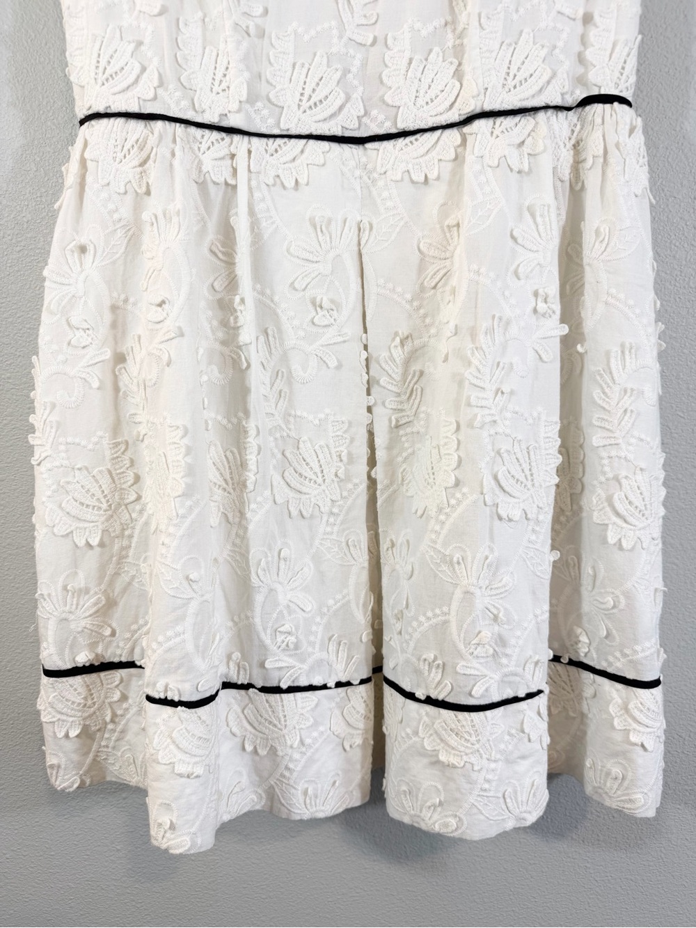 Anthropologie Wolven Tilly Dress Size SP White Black Fit & Flare Embroidered - Picture 3 of 10